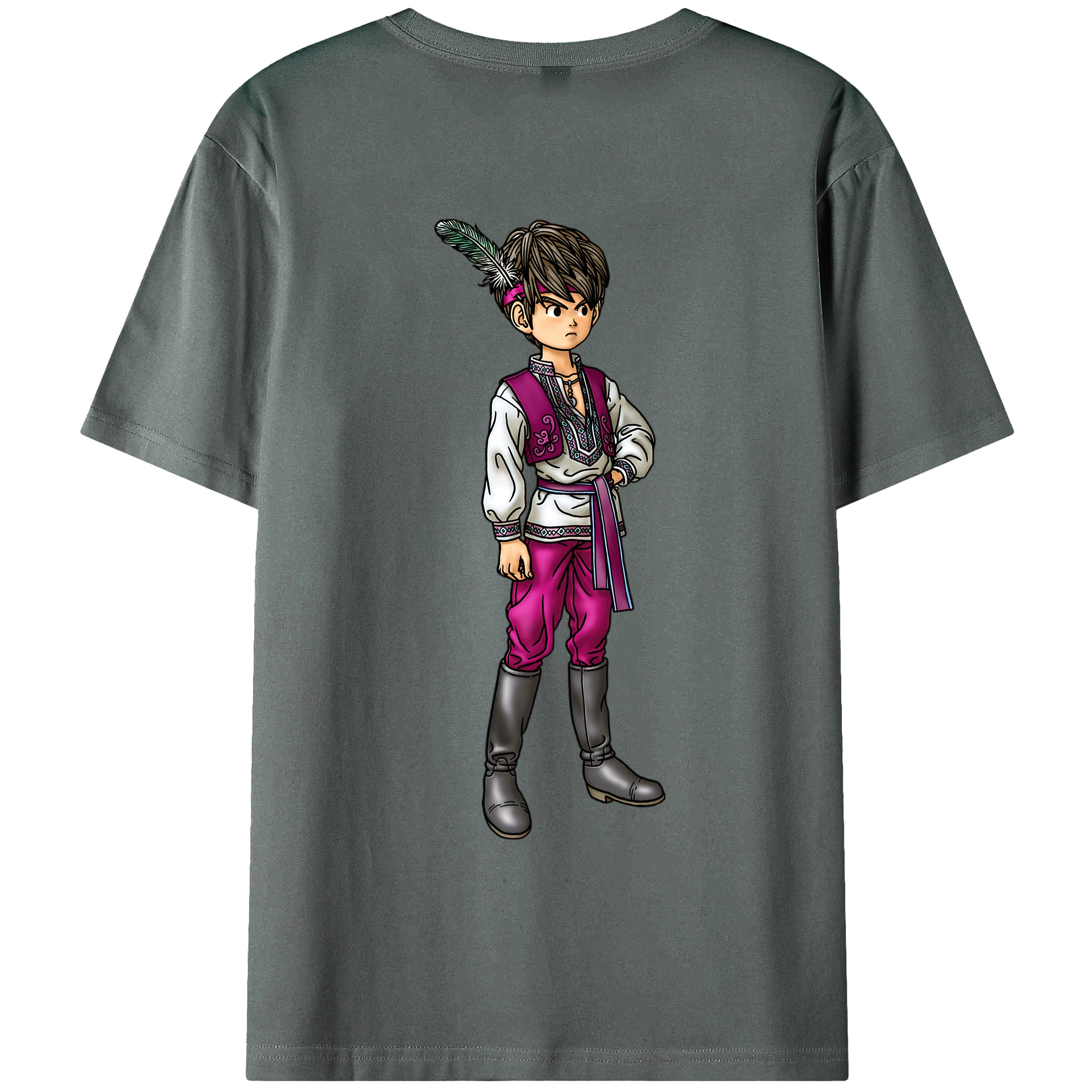 （画像用） ドラゴンクエスト Doragon Kuesuto Dragon Quest 綿100％ メンズ半袖Tシャツ（バックプリント） 通気性